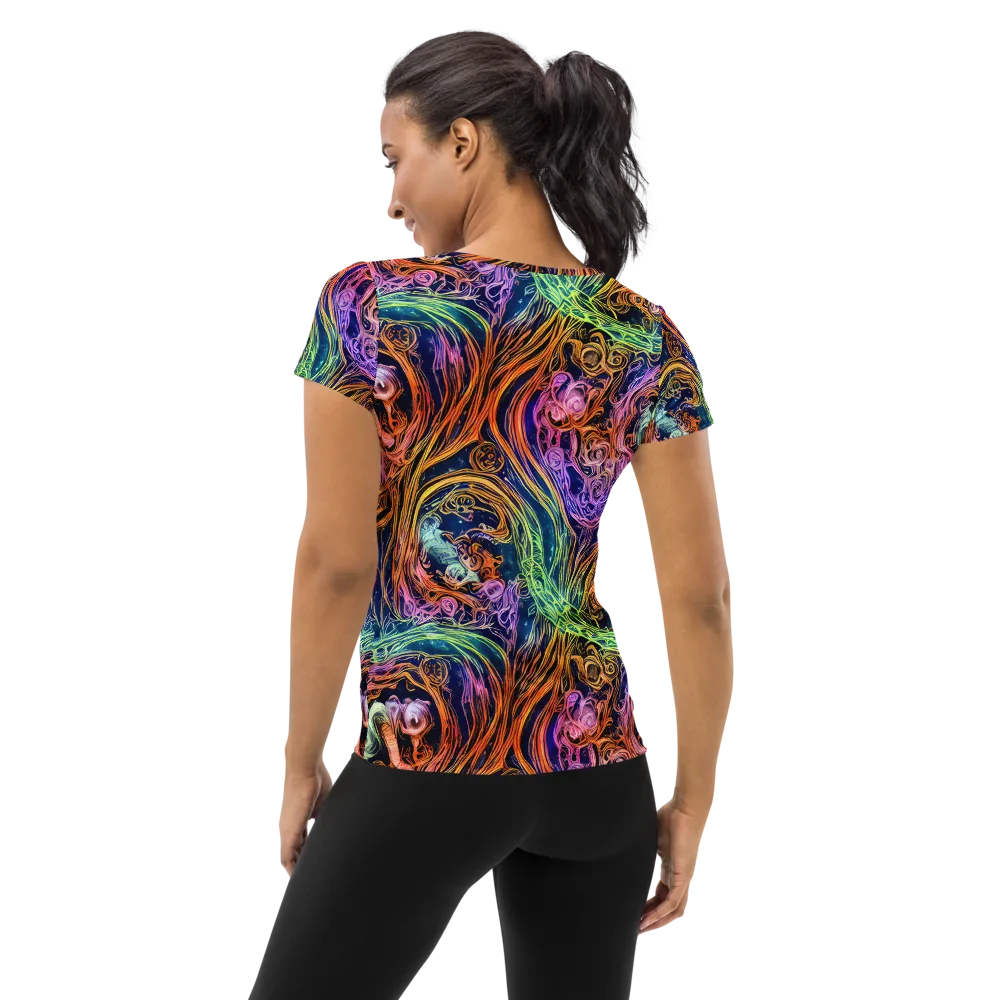 Nightfire Swirl on Women's Athletic T-Shirt — Back