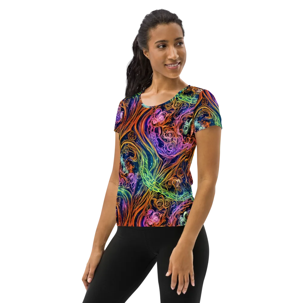 Nightfire Swirl on Women's Athletic T-Shirt — Left