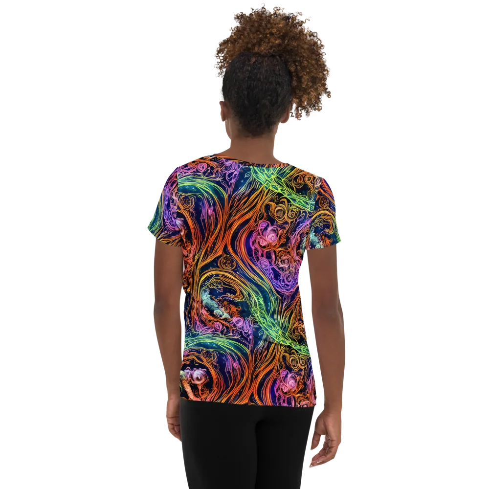 Nightfire Swirl on Women's Athletic T-Shirt — Back