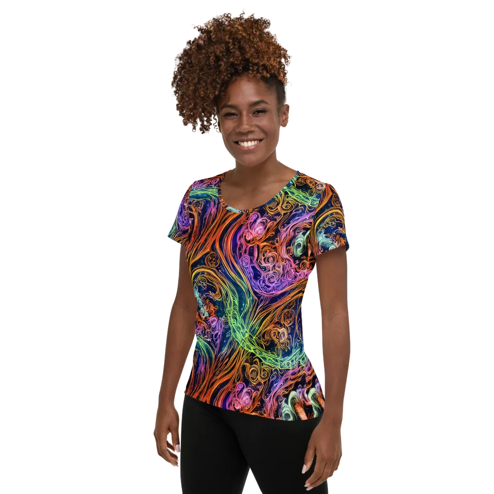 Nightfire Swirl on Women's Athletic T-Shirt — Left