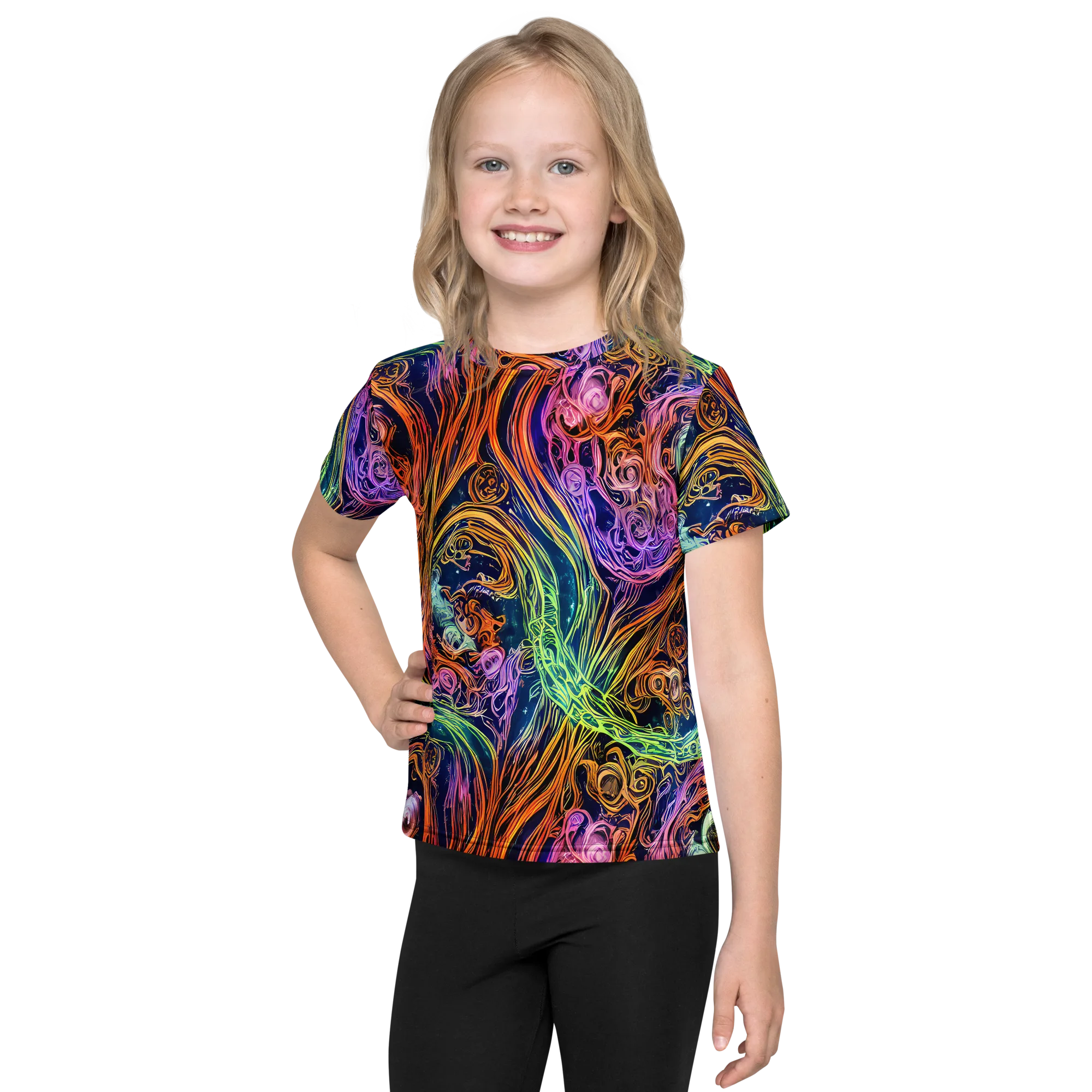 Nightfire Swirl on Kids Crew Neck T-Shirt — Front