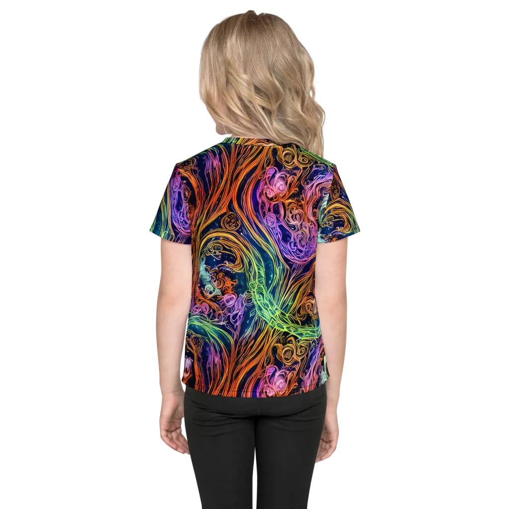 Nightfire Swirl on Kids Crew Neck T-Shirt — Back