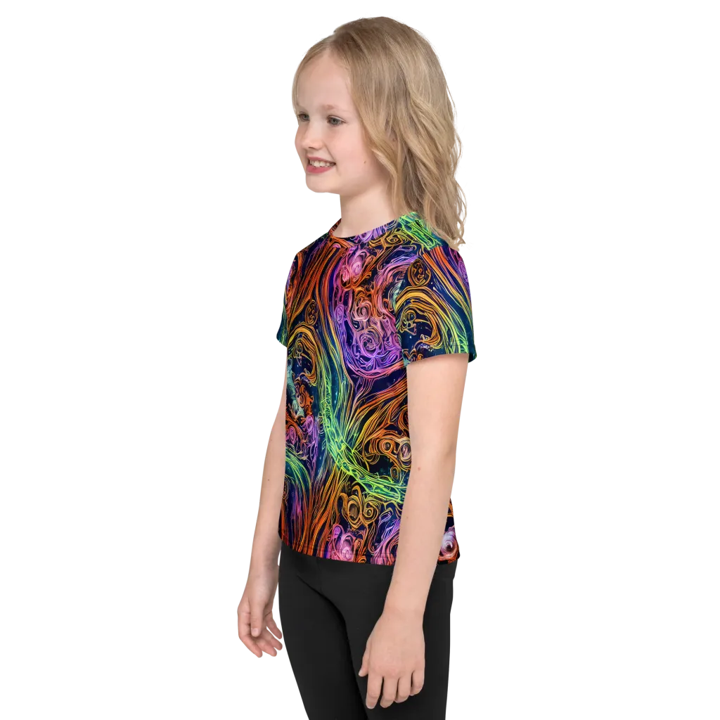 Nightfire Swirl on Kids Crew Neck T-Shirt — Left