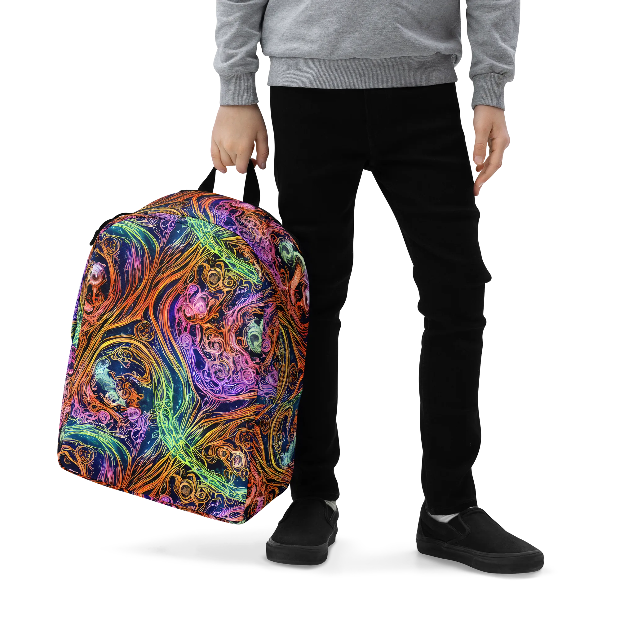 Nightfire Swirl on Minimalist Backpack — Zoomed-in