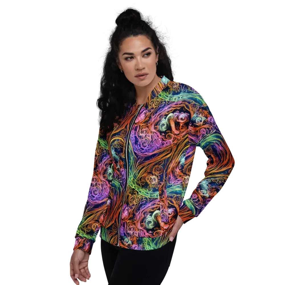 Nightfire Swirl on Bomber Jacket — Left