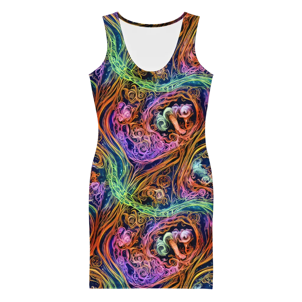 Nightfire Swirl on Bodycon Dress — Front