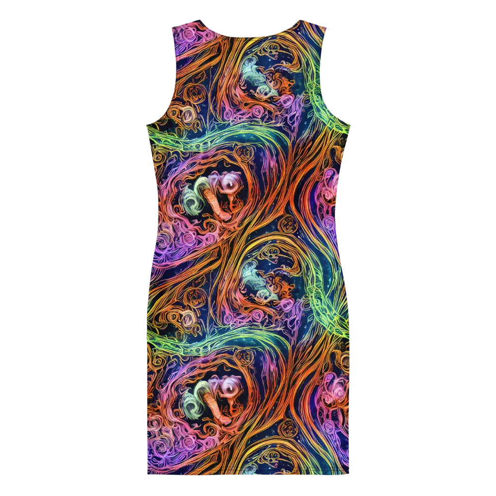 Nightfire Swirl on Bodycon Dress — Back