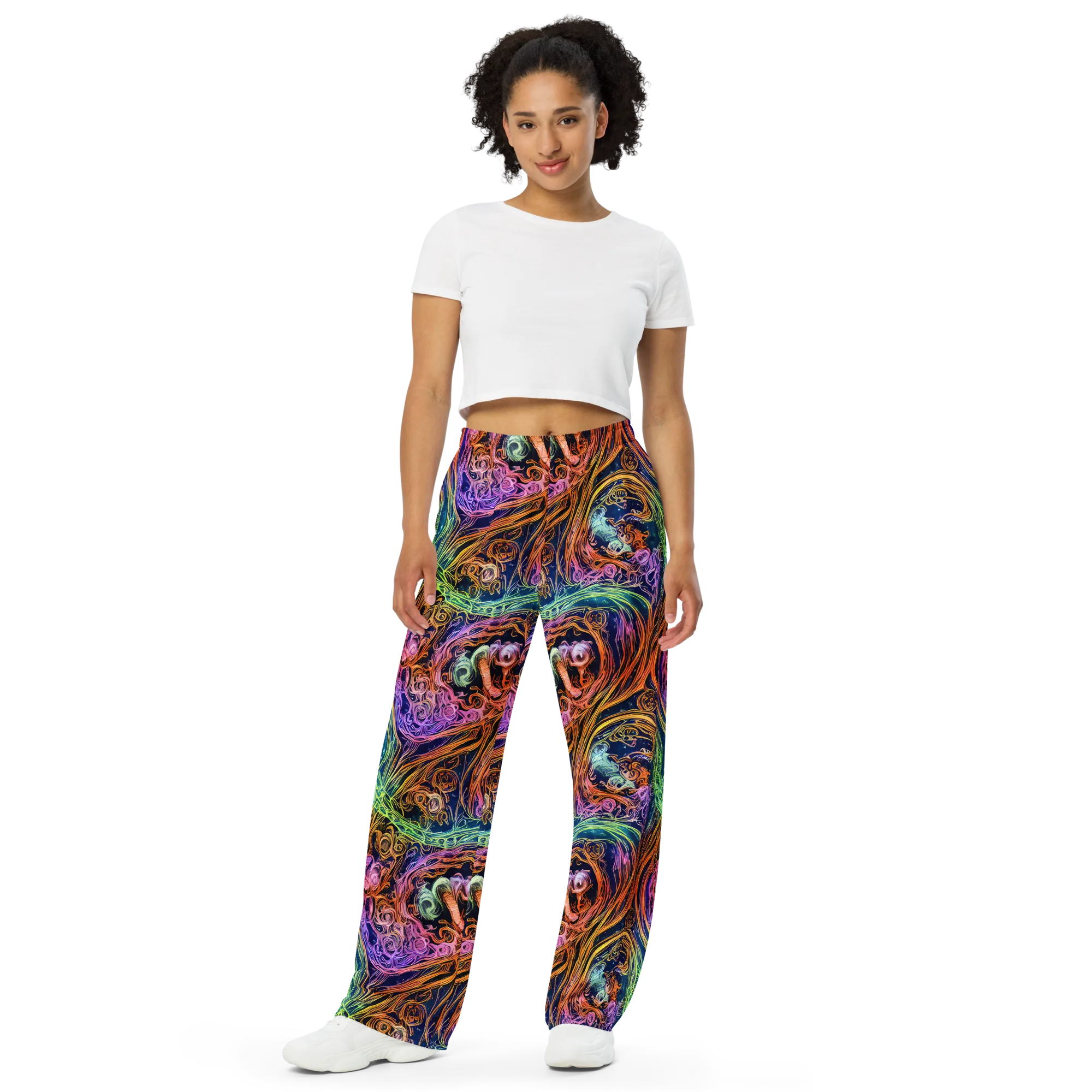 Nightfire Swirl on Wide-Leg Pants — Front