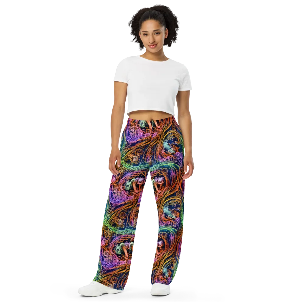 Nightfire Swirl on Wide-Leg Pants — Front