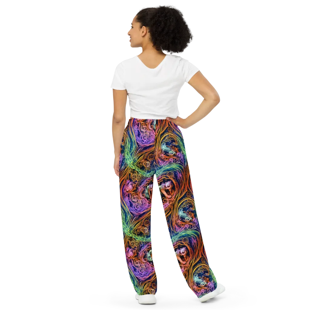Nightfire Swirl on Wide-Leg Pants — Back