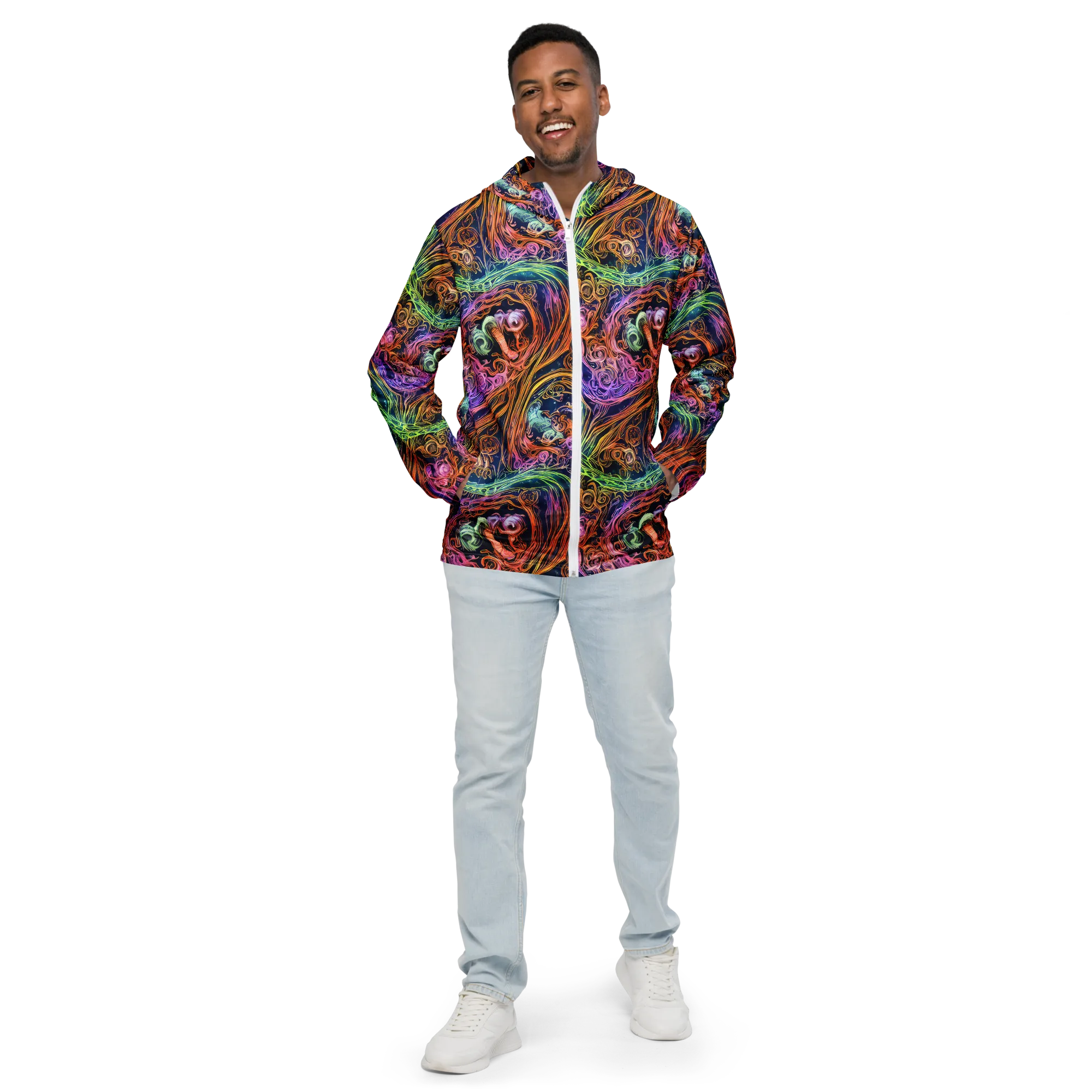 Nightfire Swirl on Men's Windbreaker — Front