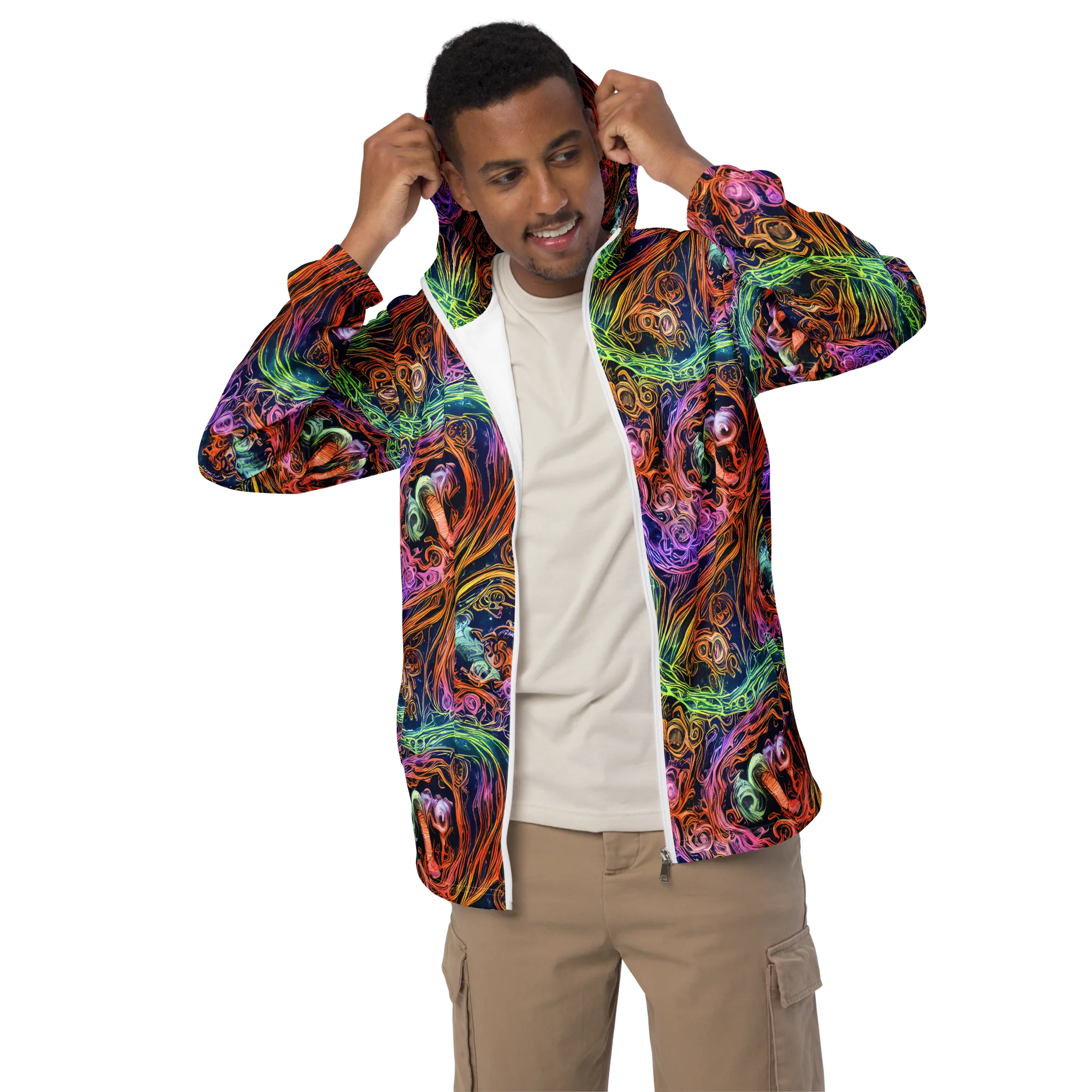 Nightfire Swirl on Men's Windbreaker — Front