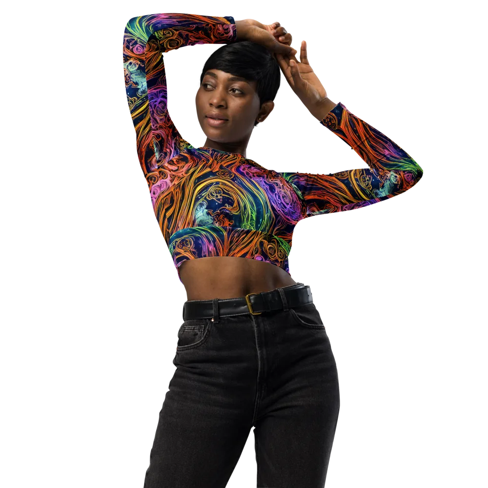 Nightfire Swirl on Long Sleeve Crop Top — Front