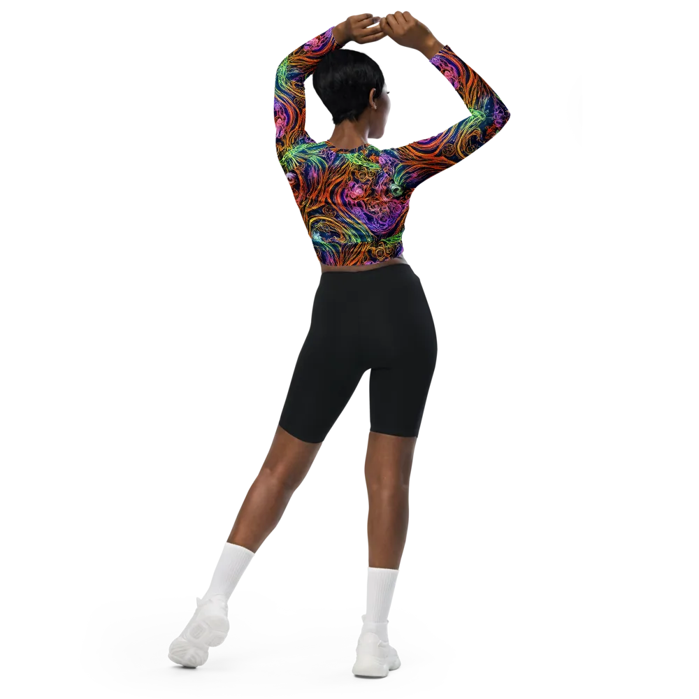 Nightfire Swirl on Long Sleeve Crop Top — Back