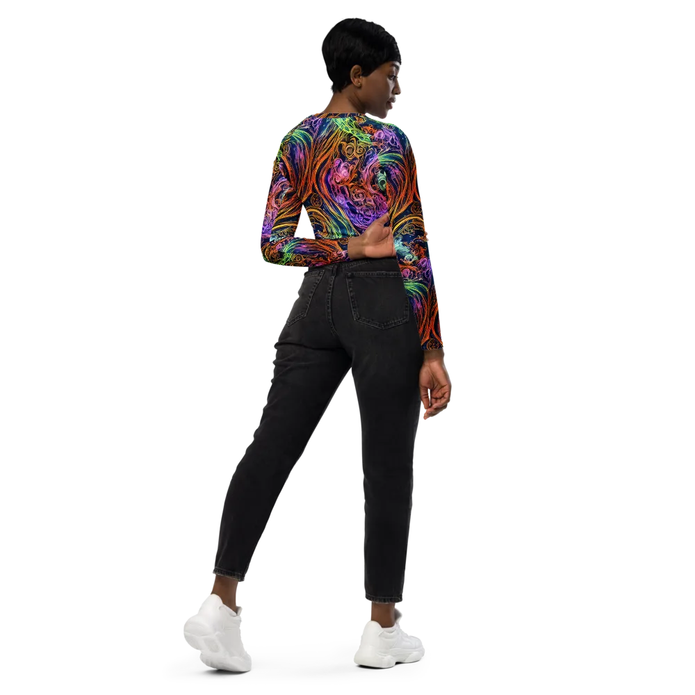 Nightfire Swirl on Long Sleeve Crop Top — Right Back