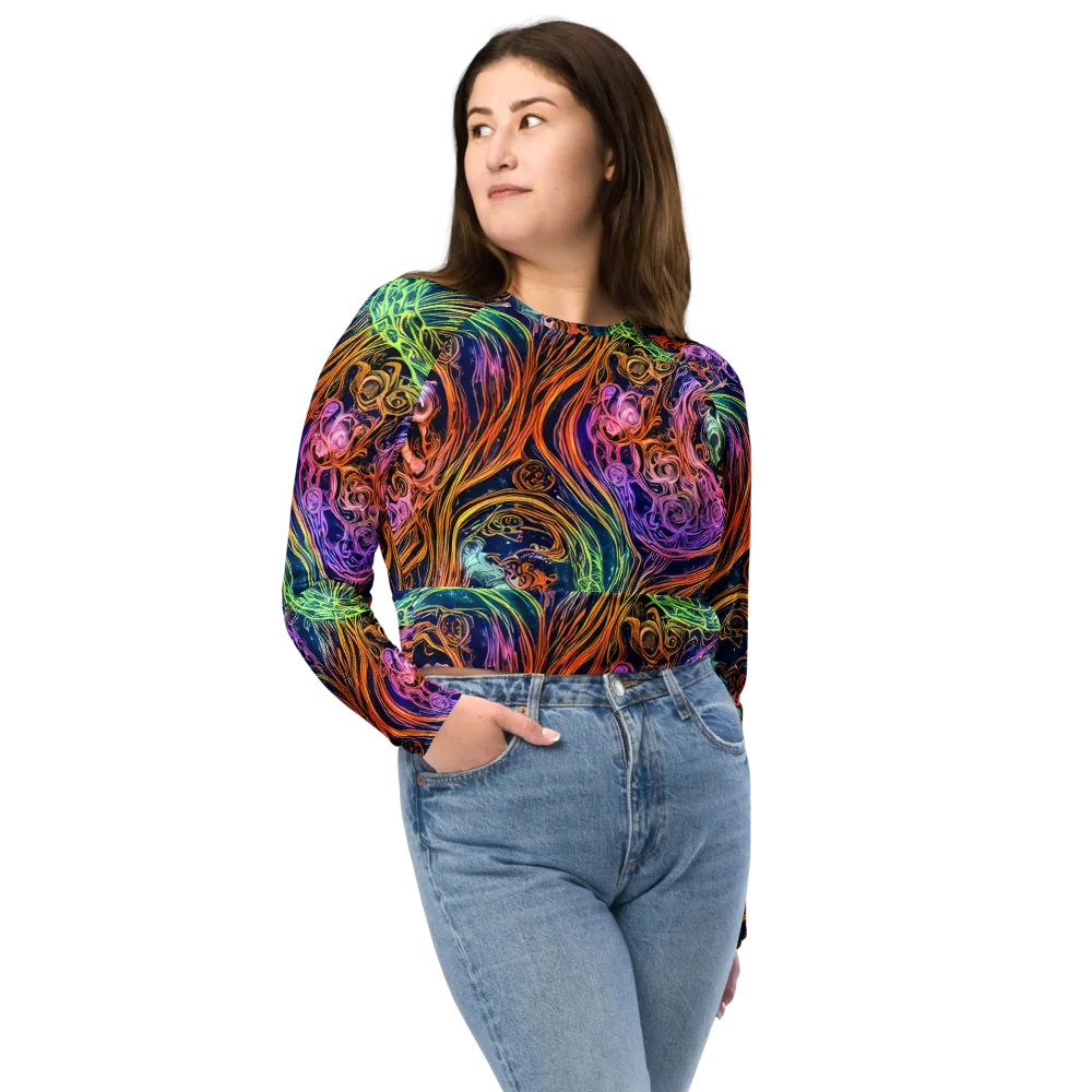 Nightfire Swirl on Long Sleeve Crop Top — Front