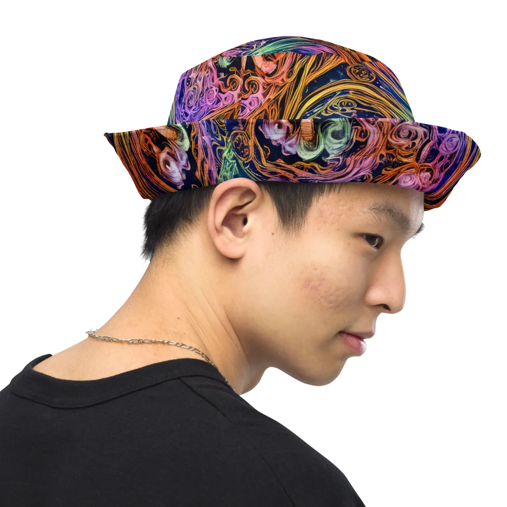 Nightfire Swirl on Reversible Bucket Hat — Right Outside