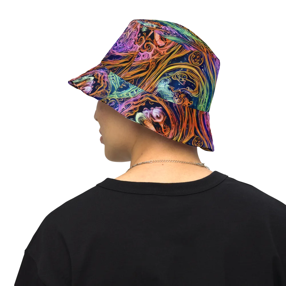 Nightfire Swirl on Reversible Bucket Hat — Back Inside