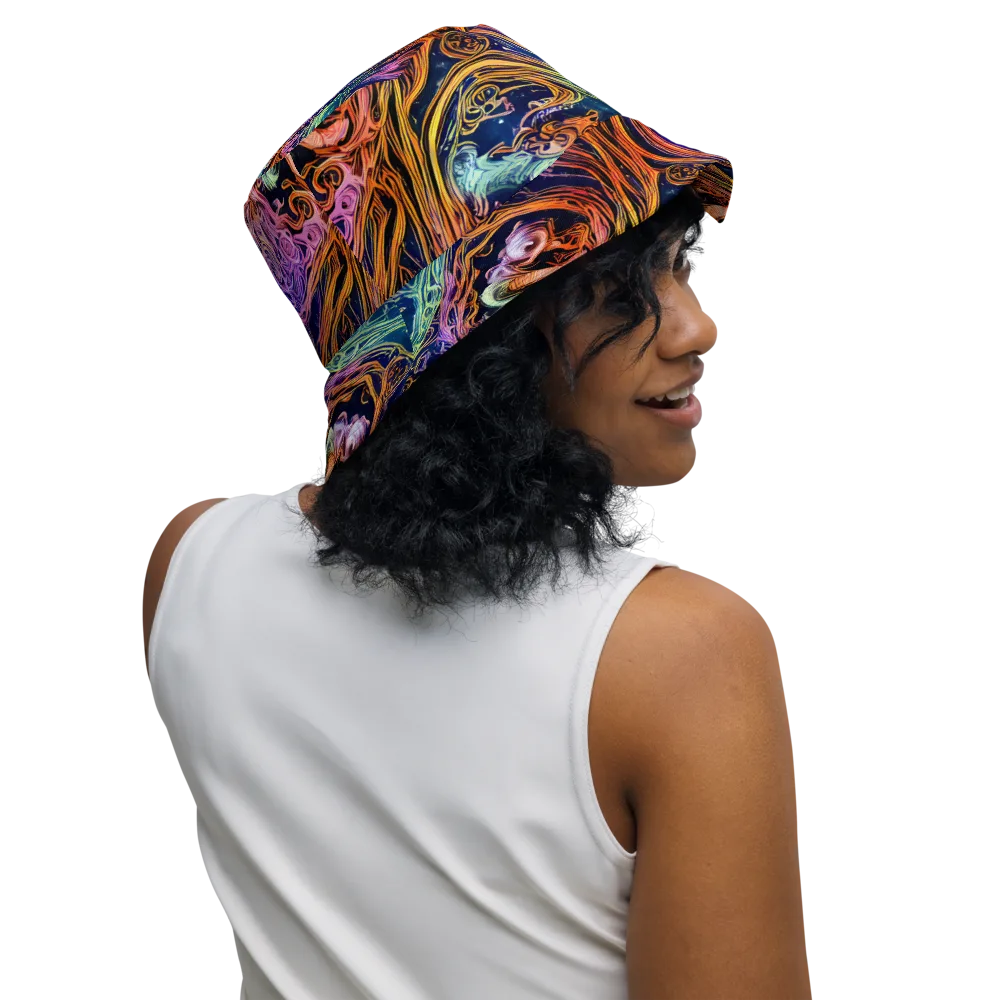 Nightfire Swirl on Reversible Bucket Hat — Right Outside