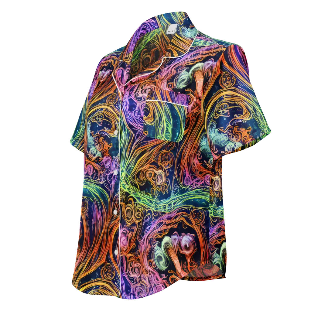 Nightfire Swirl on Women's Short Sleeve Pajama Top — Left Front