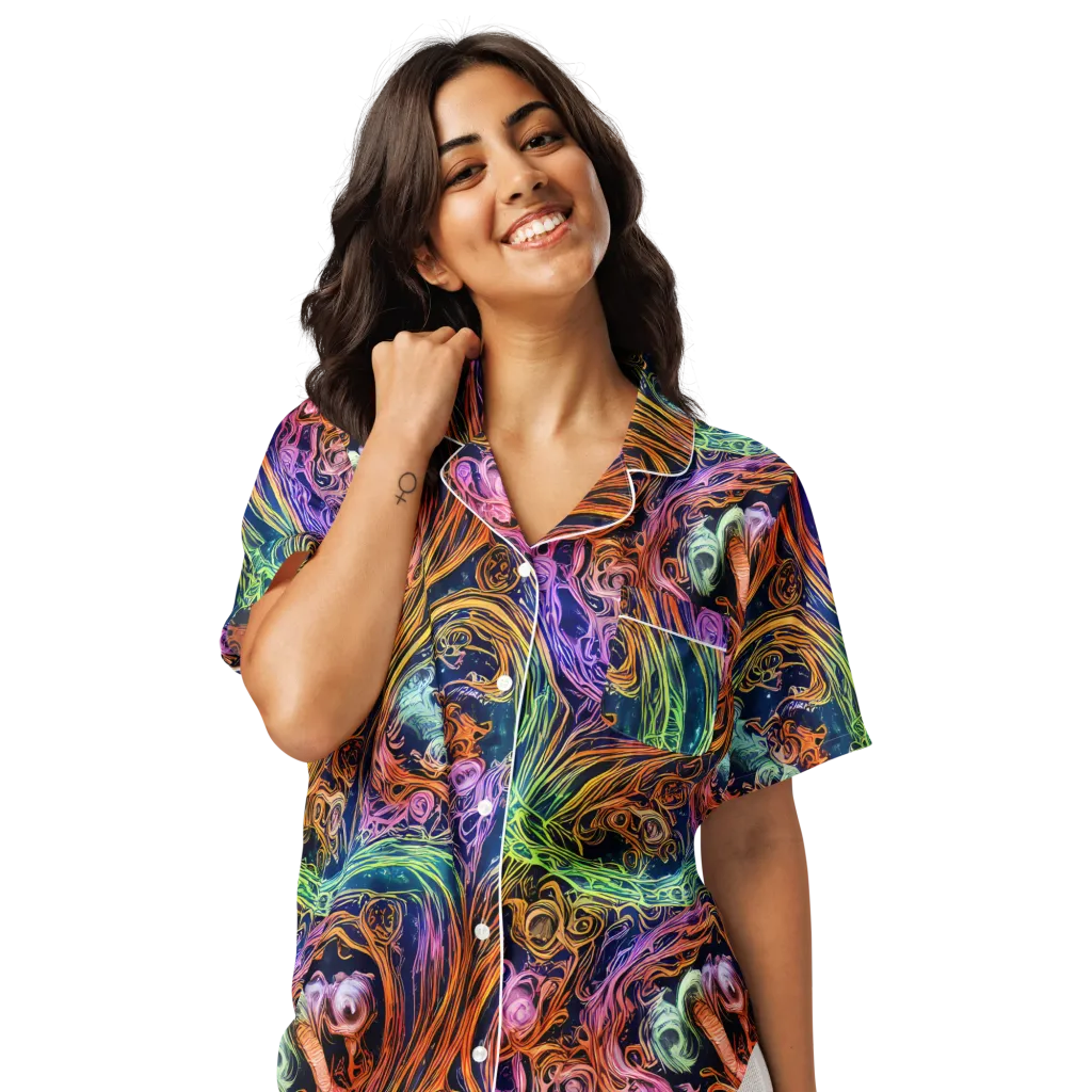 Nightfire Swirl on Women's Short Sleeve Pajama Top — Front