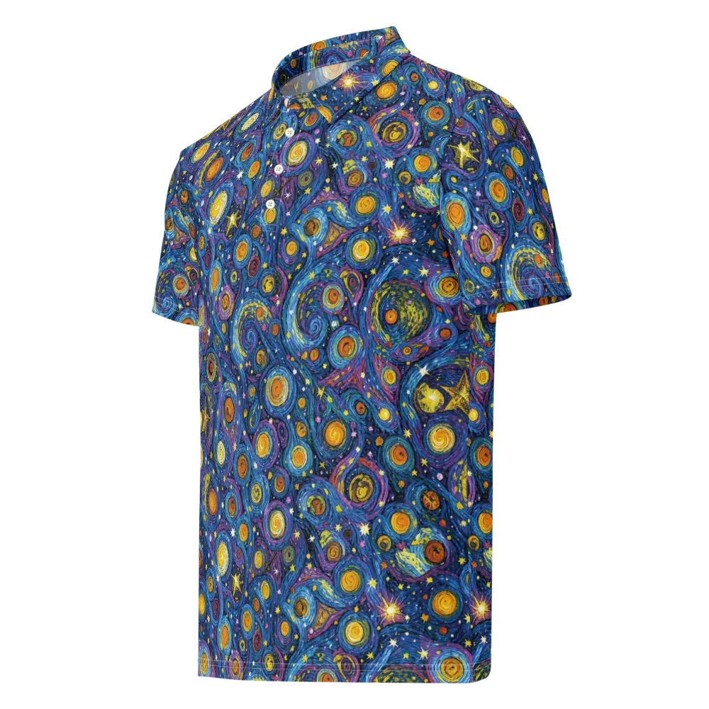 Starry Orbit on Men's Slim Fit Polo Shirt — Left Front
