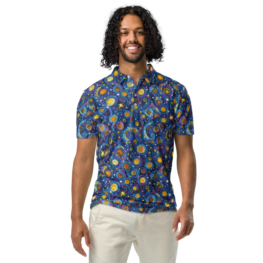 Starry Orbit on Men's Slim Fit Polo Shirt — Front