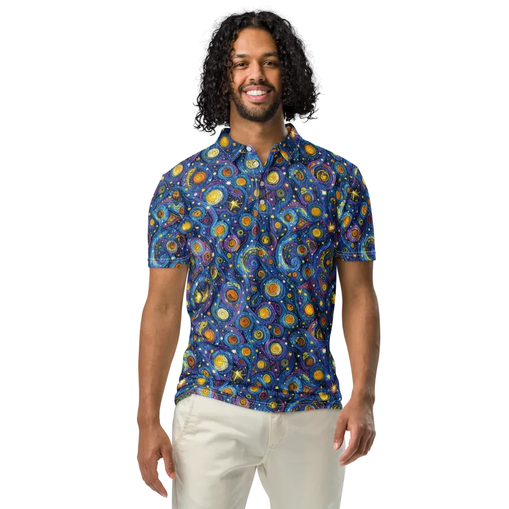 Starry Orbit on Men's Slim Fit Polo Shirt — Front