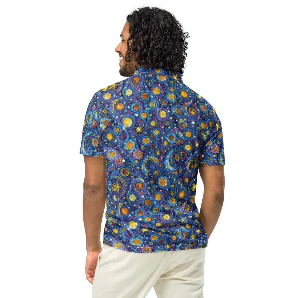 Starry Orbit on Men's Slim Fit Polo Shirt — Back