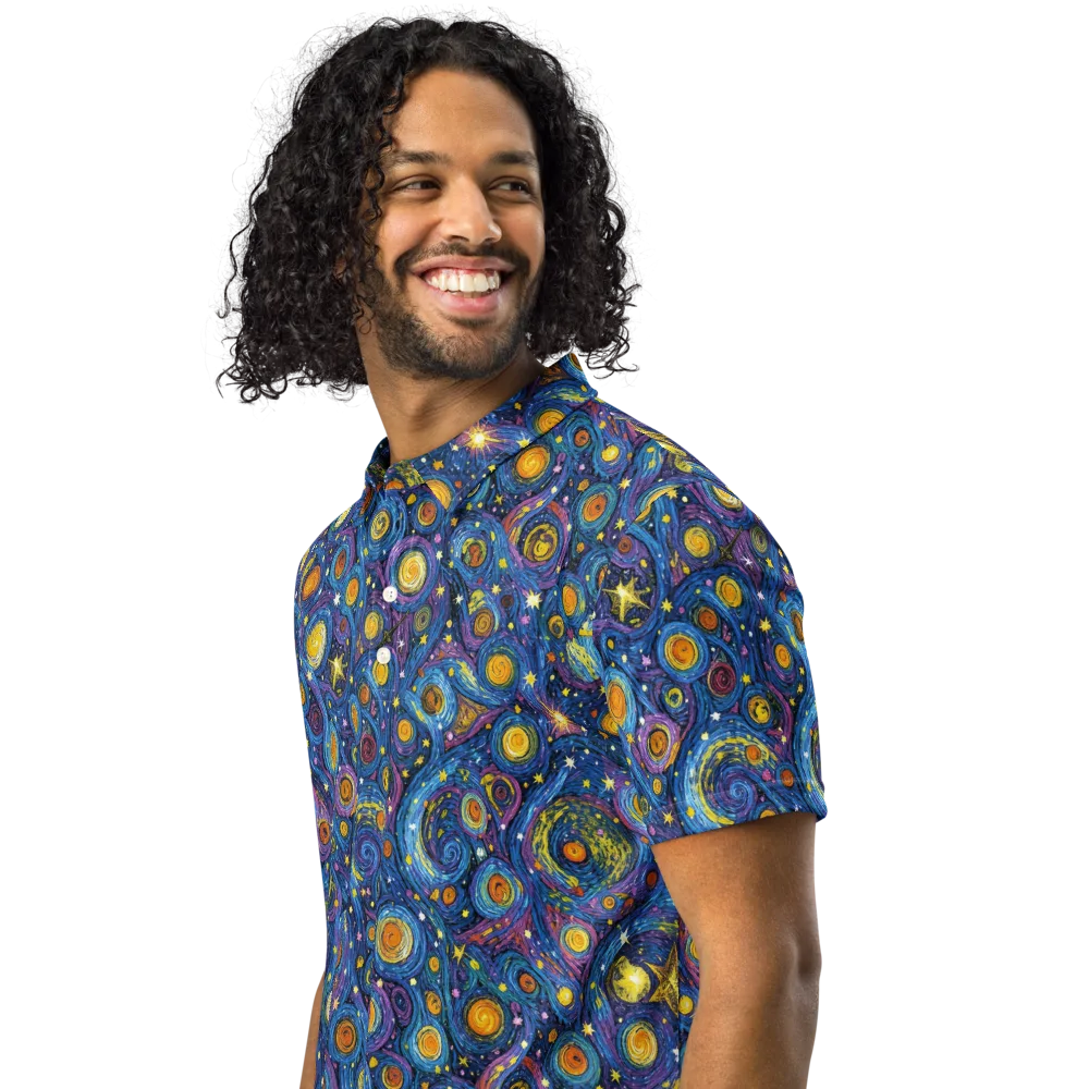 Starry Orbit on Men's Slim Fit Polo Shirt — Left Front