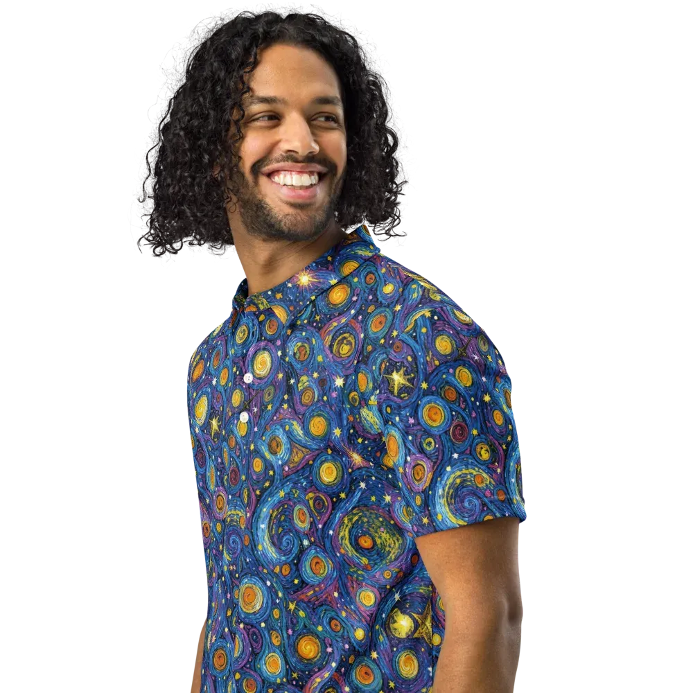 Starry Orbit on Men's Slim Fit Polo Shirt — Left Front