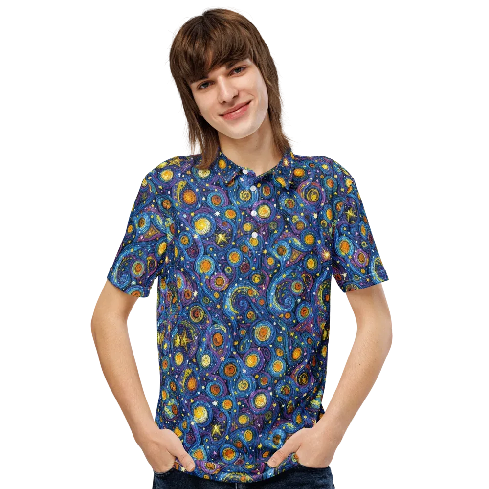 Starry Orbit on Men's Slim Fit Polo Shirt — Front