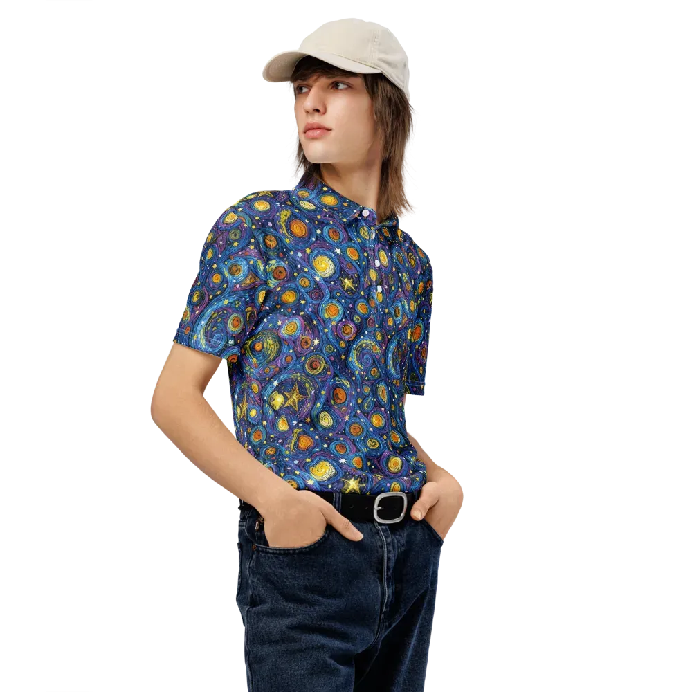 Starry Orbit on Men's Slim Fit Polo Shirt — Right Front