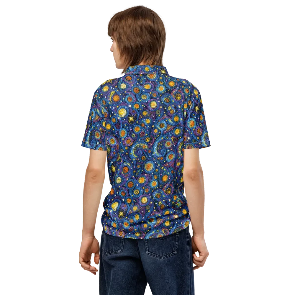 Starry Orbit on Men's Slim Fit Polo Shirt — Back