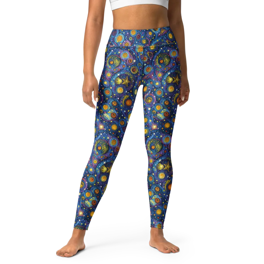 Starry Orbit on Yoga Leggings — Front