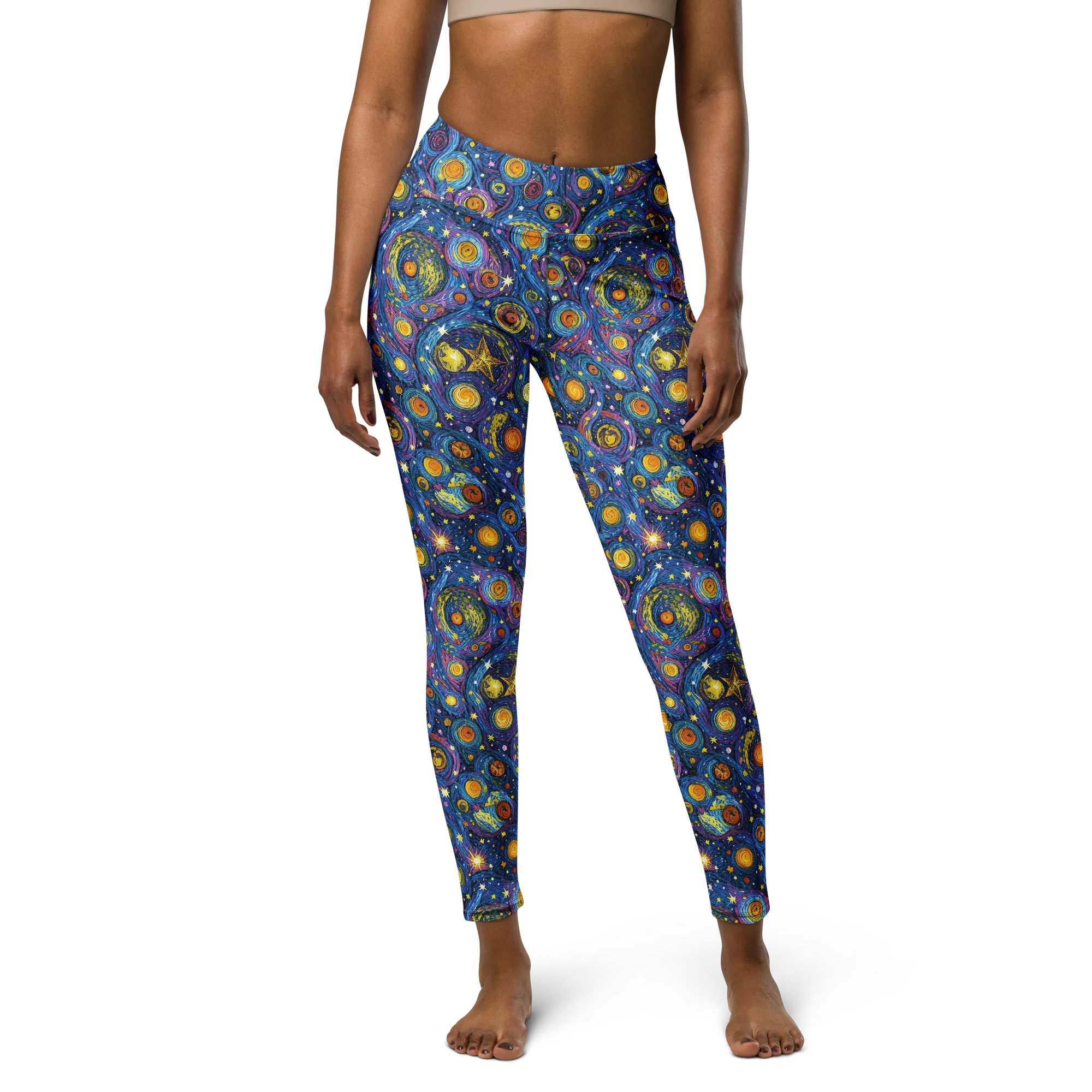 Starry Orbit on Yoga Leggings — Front