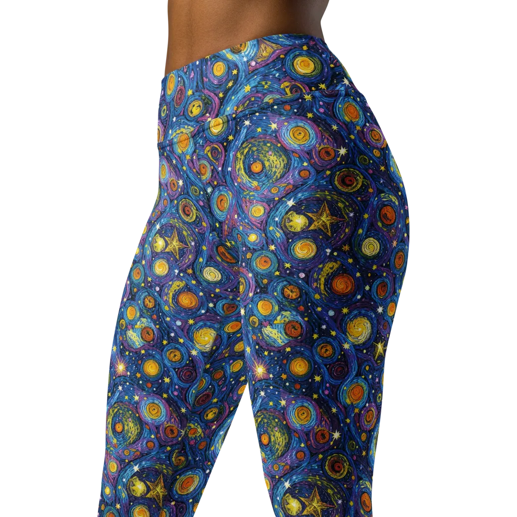 Starry Orbit on Yoga Leggings — Left Front