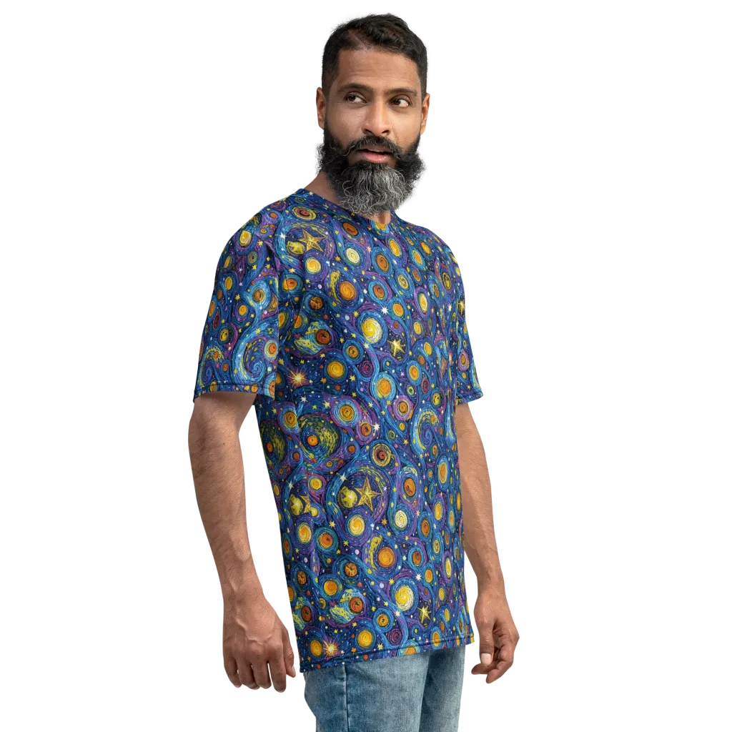 Starry Orbit on Men's Crew Neck T-Shirt — Right