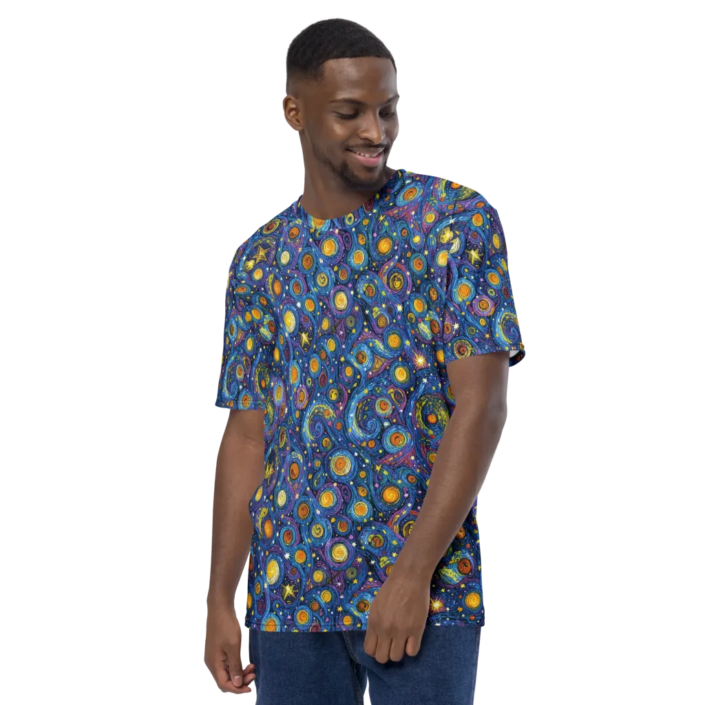 Starry Orbit on Men's Crew Neck T-Shirt — Left