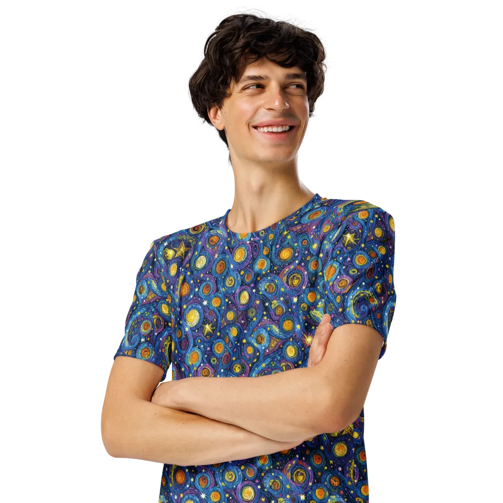Starry Orbit on Men's Crew Neck T-Shirt — Left Front
