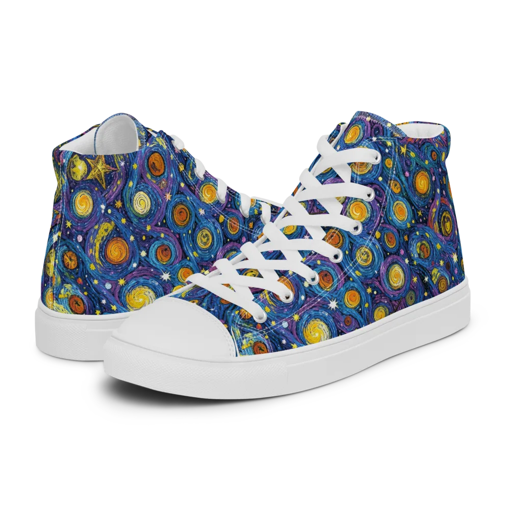 Starry Orbit on Men's High Top Canvas Shoes — Left