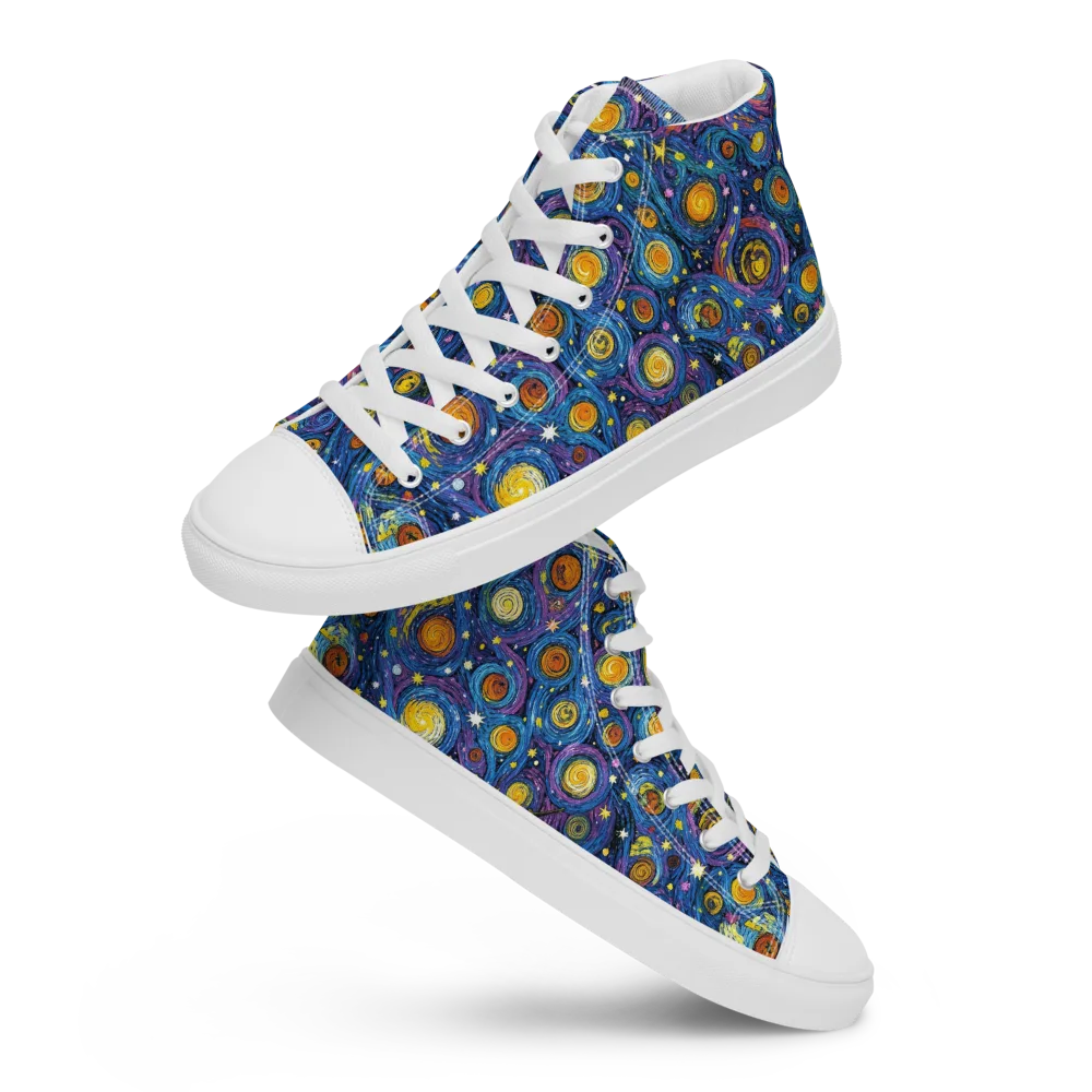 Starry Orbit on Men's High Top Canvas Shoes — Front