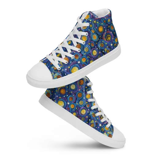 Starry Orbit on a Men's High Top Canvas Shoes