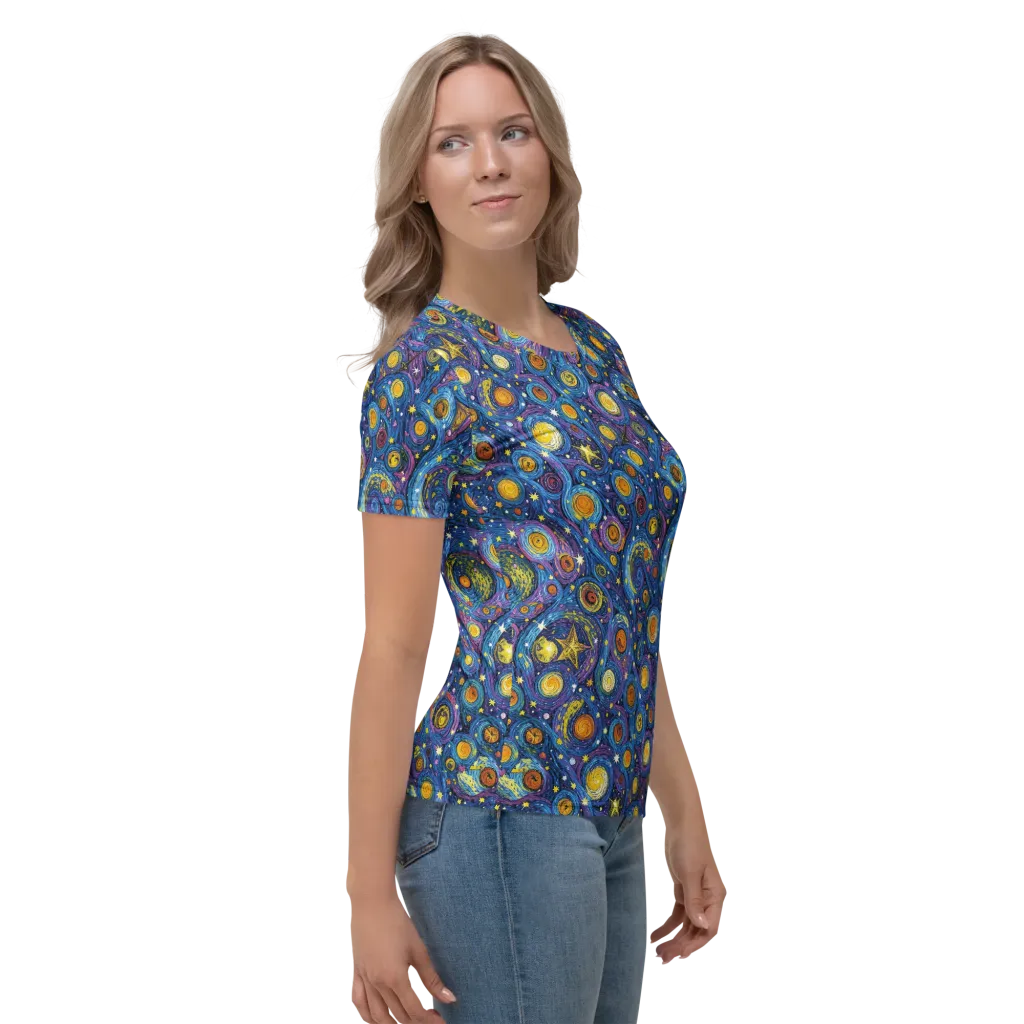 Starry Orbit on Women's Crew Neck T-Shirt — Right