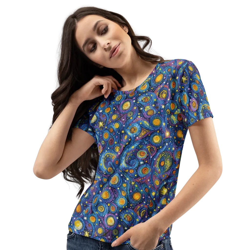 Starry Orbit on Women's Crew Neck T-Shirt — Left Front