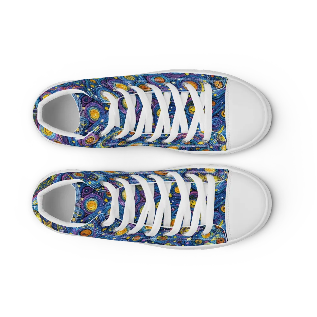 Starry Orbit on Women's High Top Canvas Shoes — Front