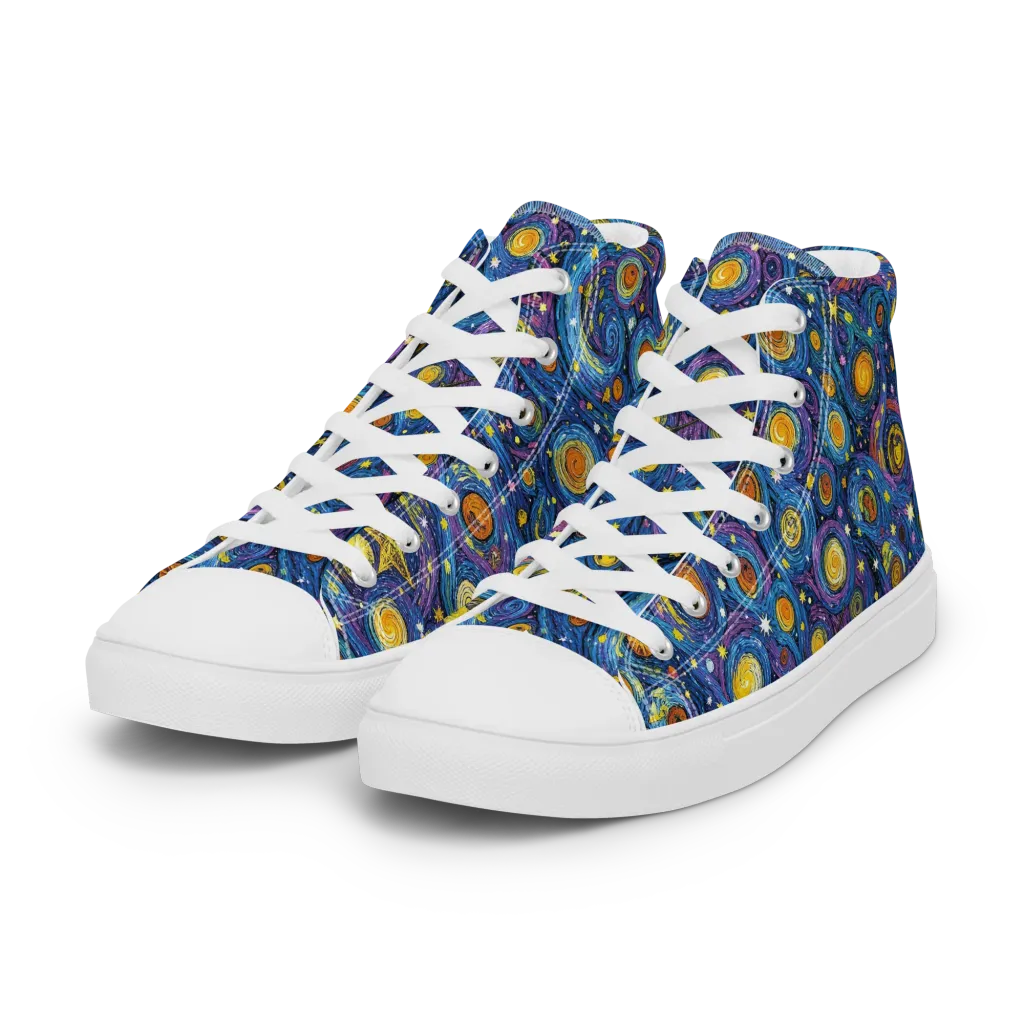 Starry Orbit on Women's High Top Canvas Shoes — Left Front
