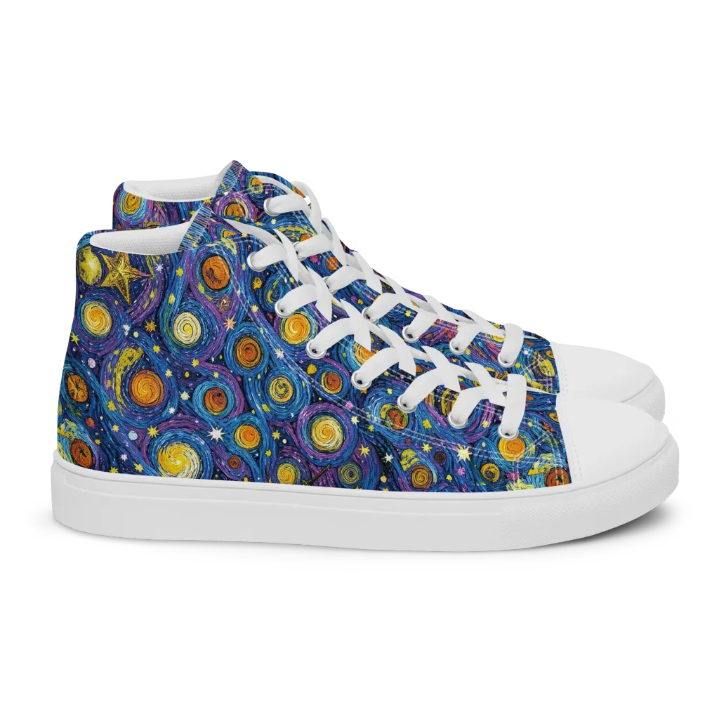 Starry Orbit on Women's High Top Canvas Shoes — Right