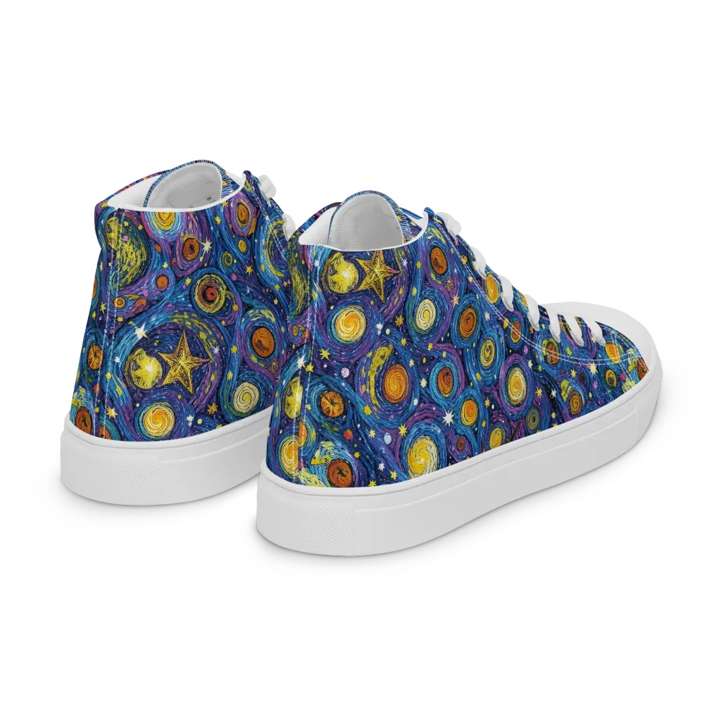 Starry Orbit on Women's High Top Canvas Shoes — Right Back