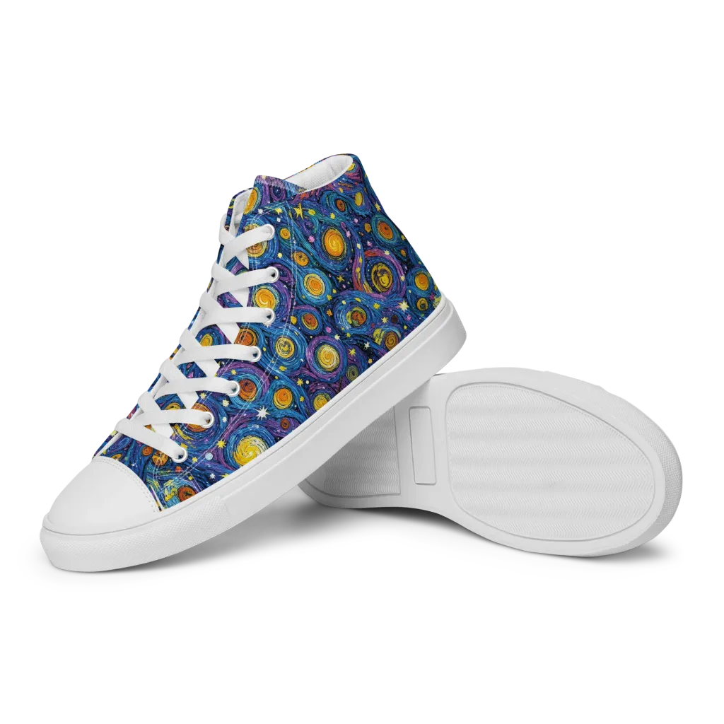 Starry Orbit on Women's High Top Canvas Shoes — Left